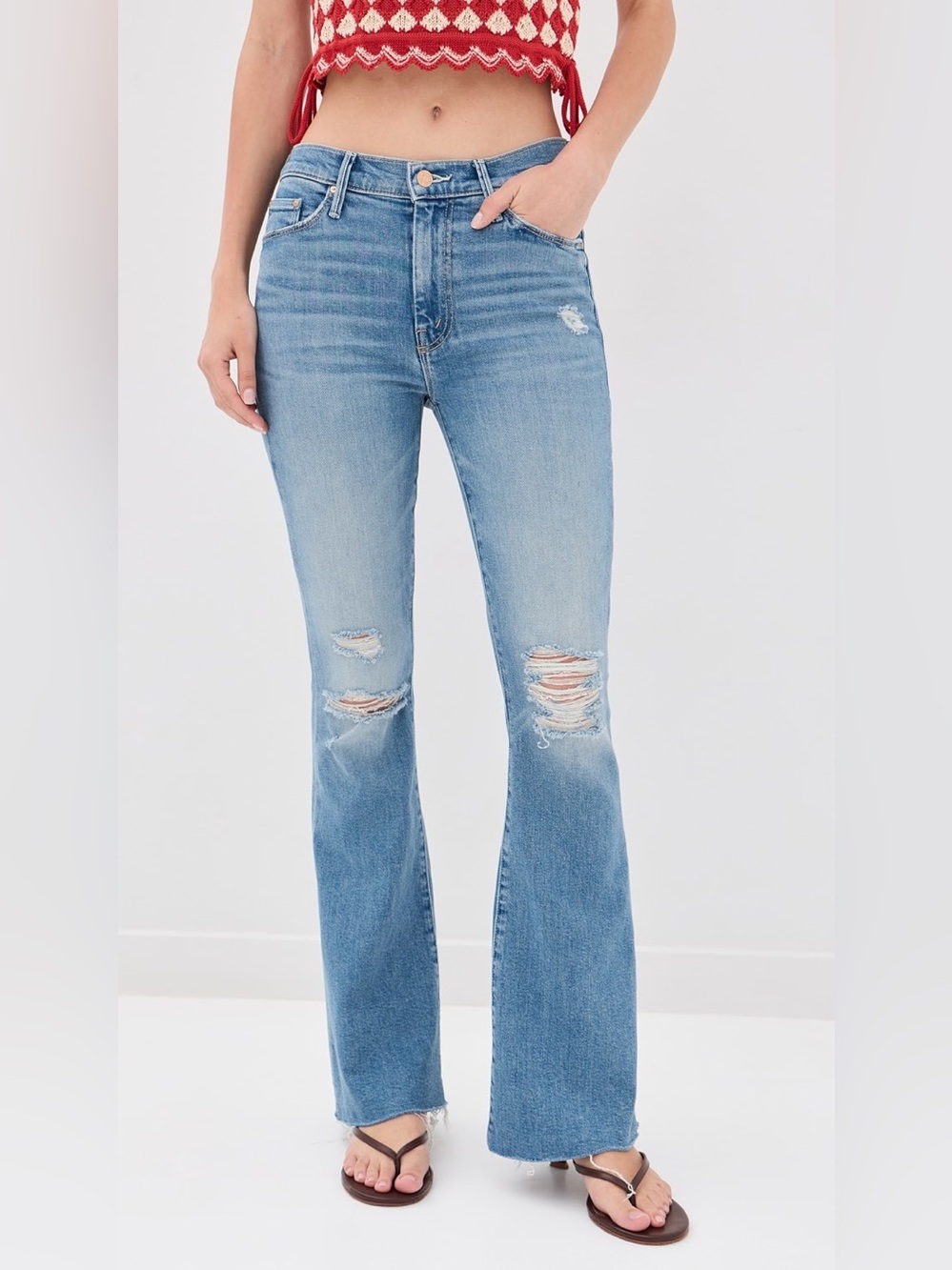 MOTHER The Weekender Fray Flare Jeans